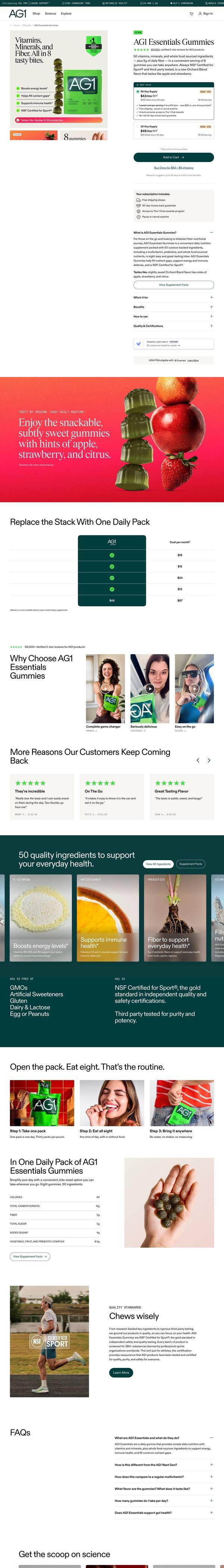 AG1 landing page