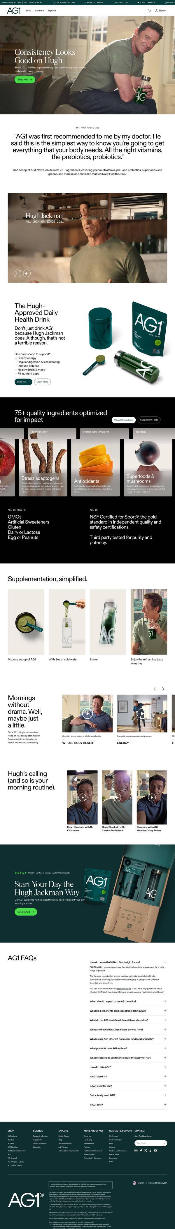 AG1 landing page