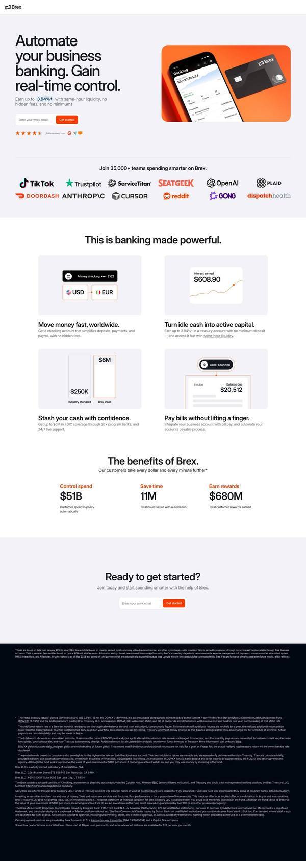 Brex landing page