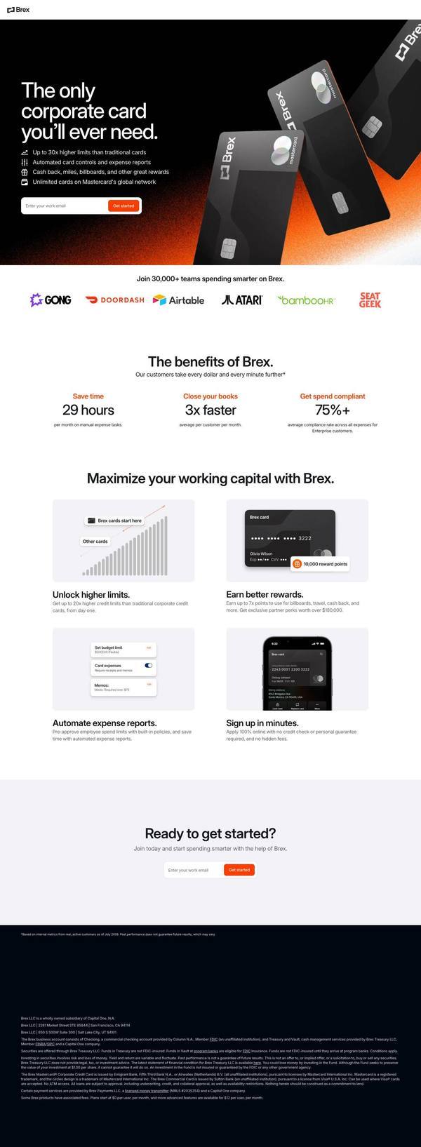 Brex landing page