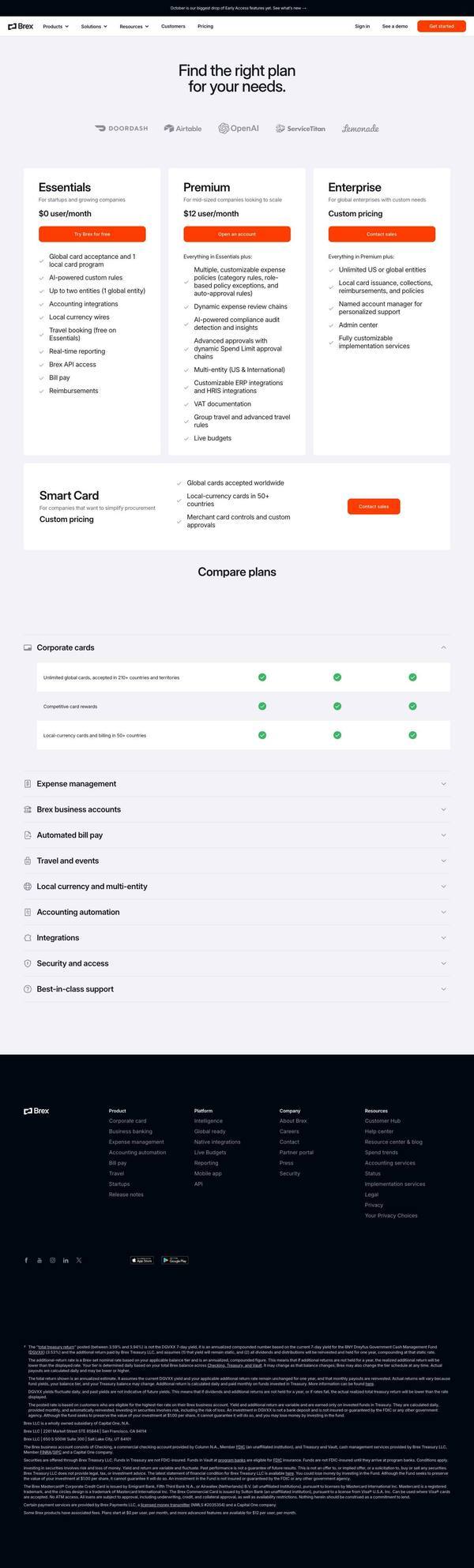 Brex Landing page