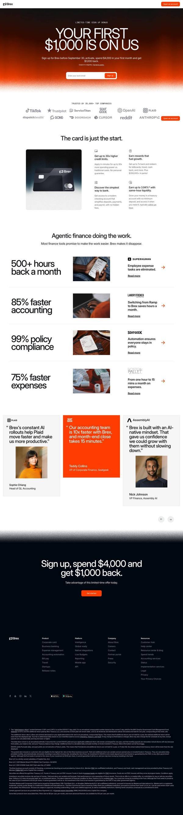 Brex Landing page