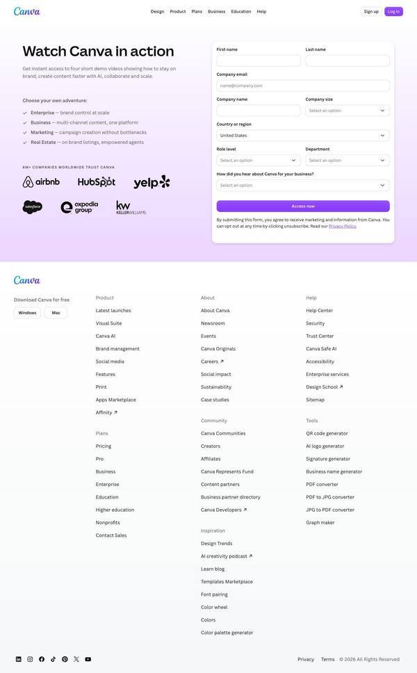 Canva Landing page