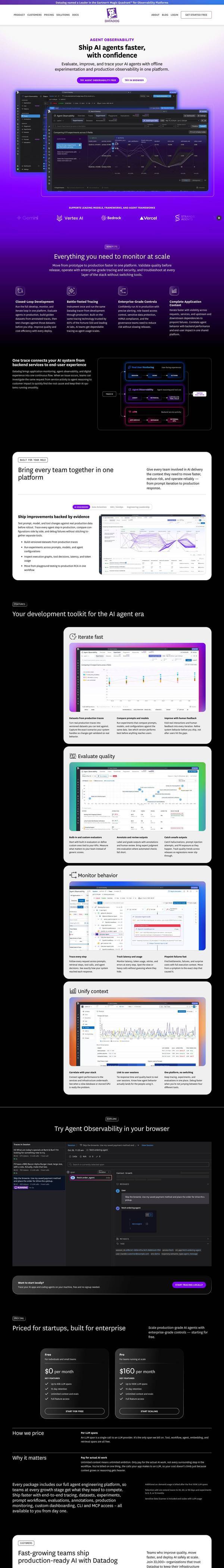 Datadog landing page