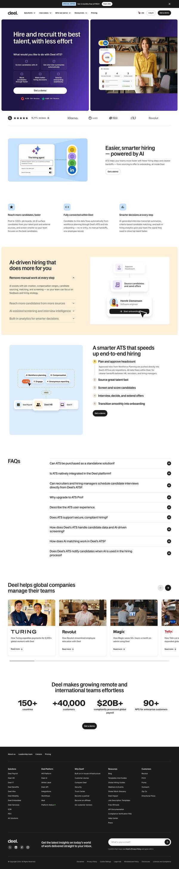 Deel landing page