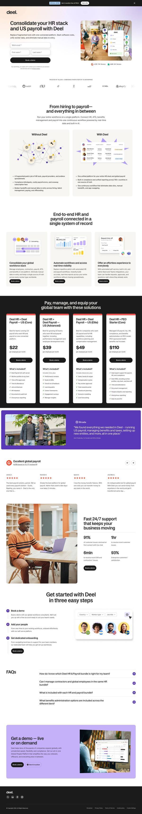 Deel landing page