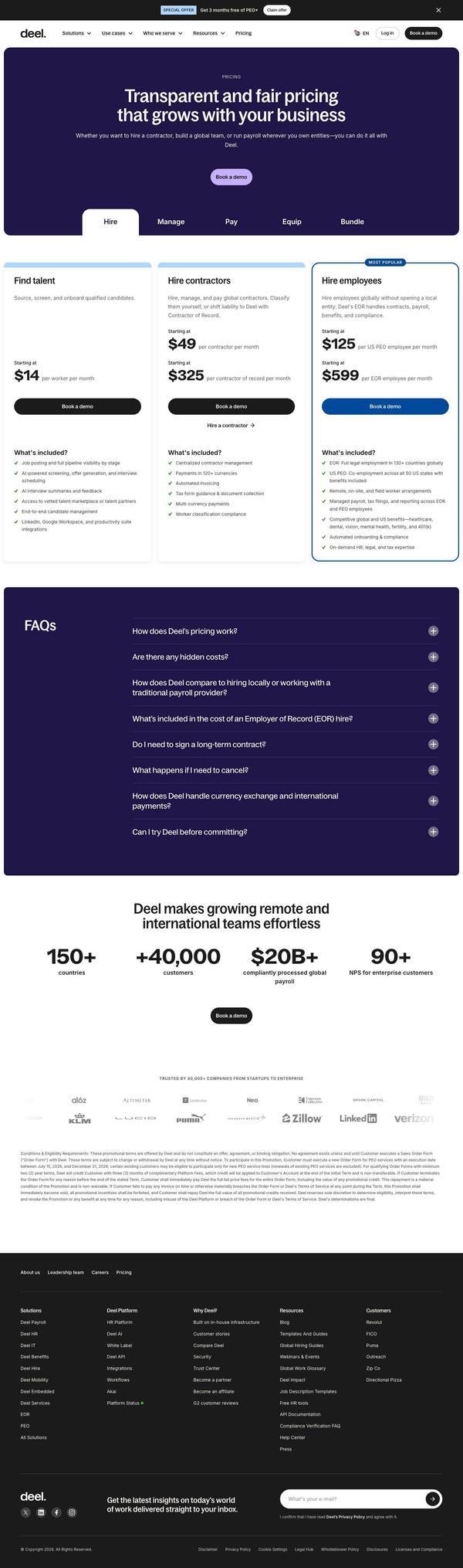 Deel landing page