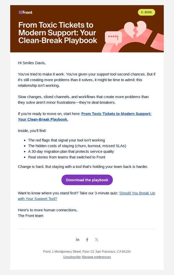 Front outreach email