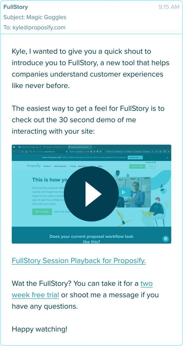 Fullstory outreach email