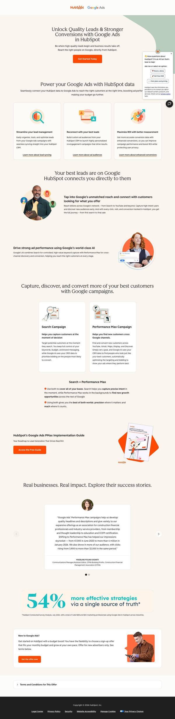 HubSpot landing page