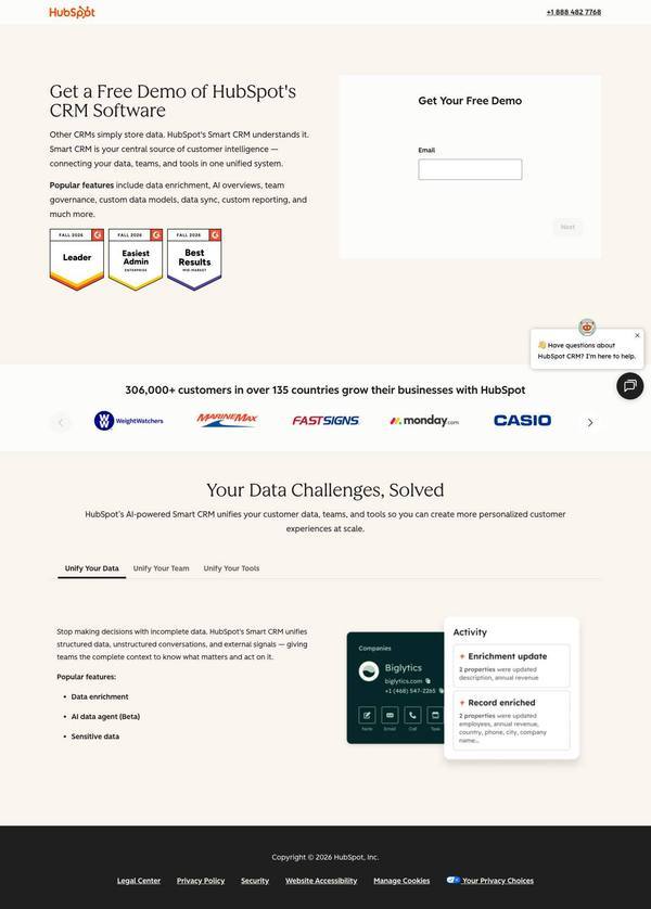 HubSpot landing page