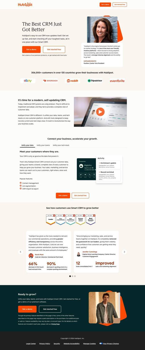 HubSpot landing page