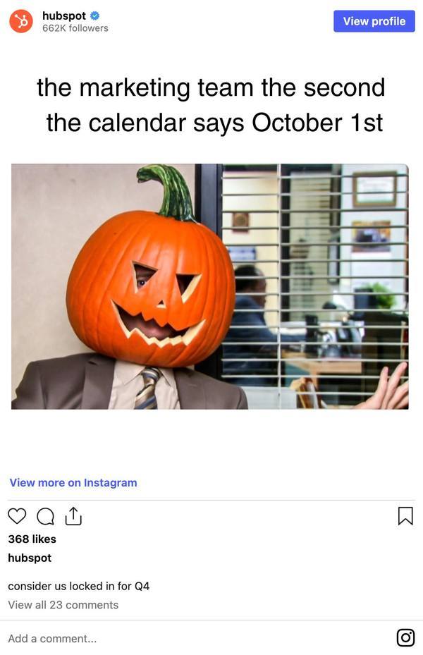 HubSpot instagram post