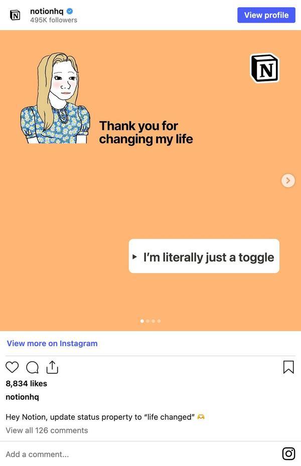 Notion instagram post