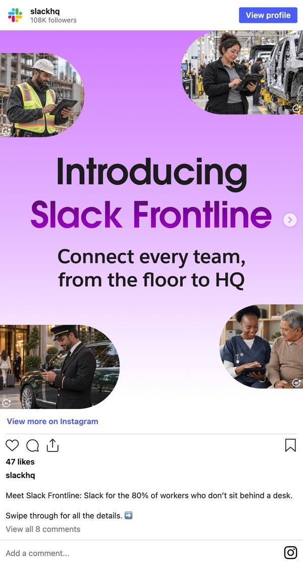 Slack instagram post