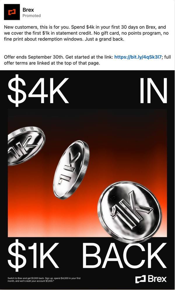 Brex LinkedIn ad
