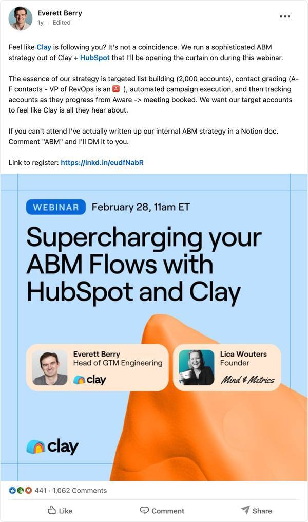 Clay linkedin post