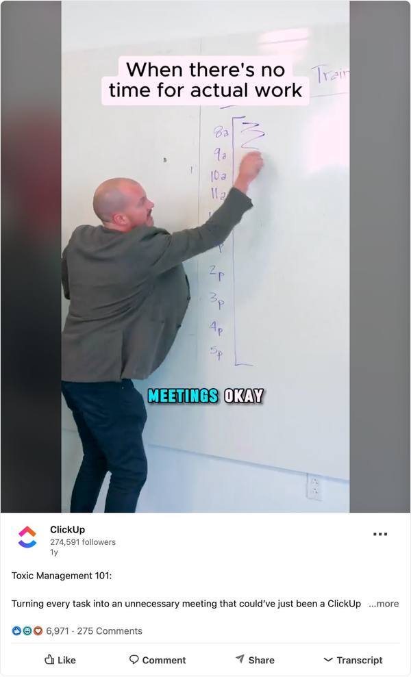 ClickUp linkedin post