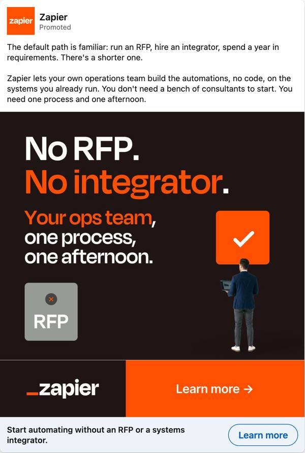 Zapier linkedin ad