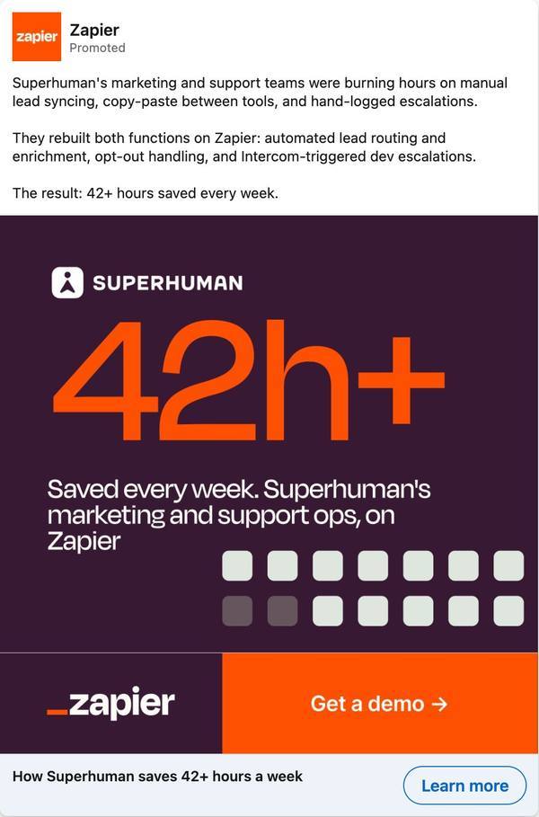 Zapier linkedin ad