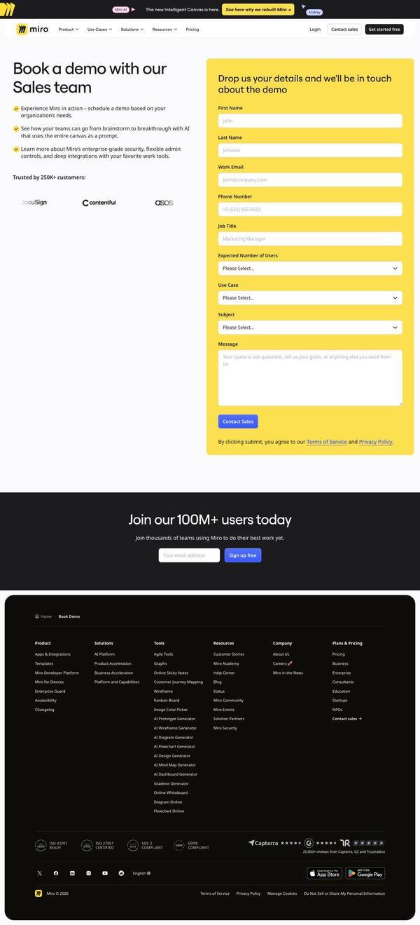 Miro Landing page