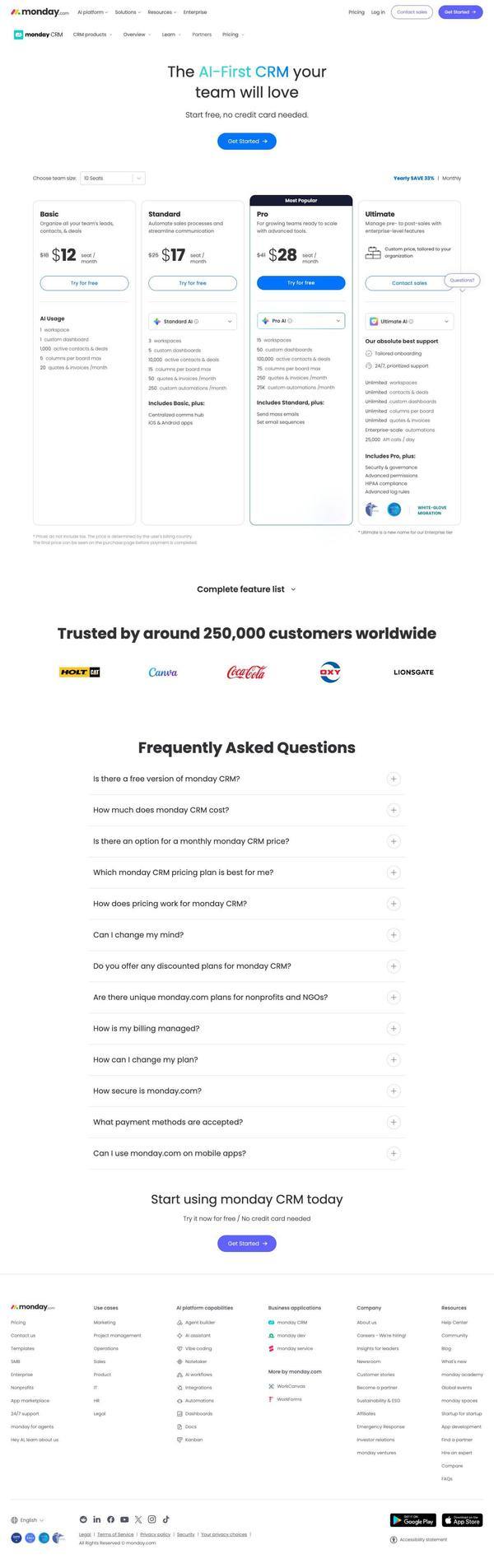 monday.com landing page
