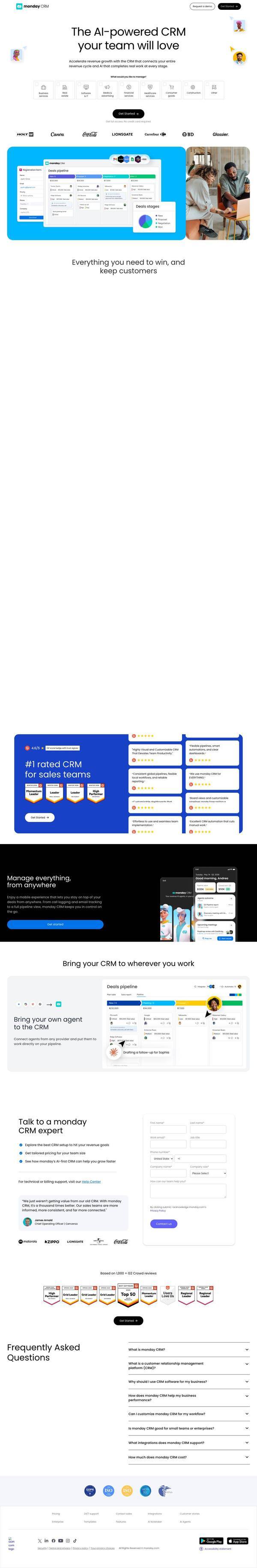 monday.com landing page