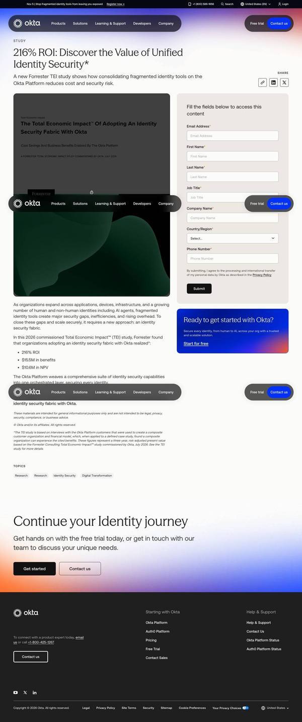 Okta Landing page