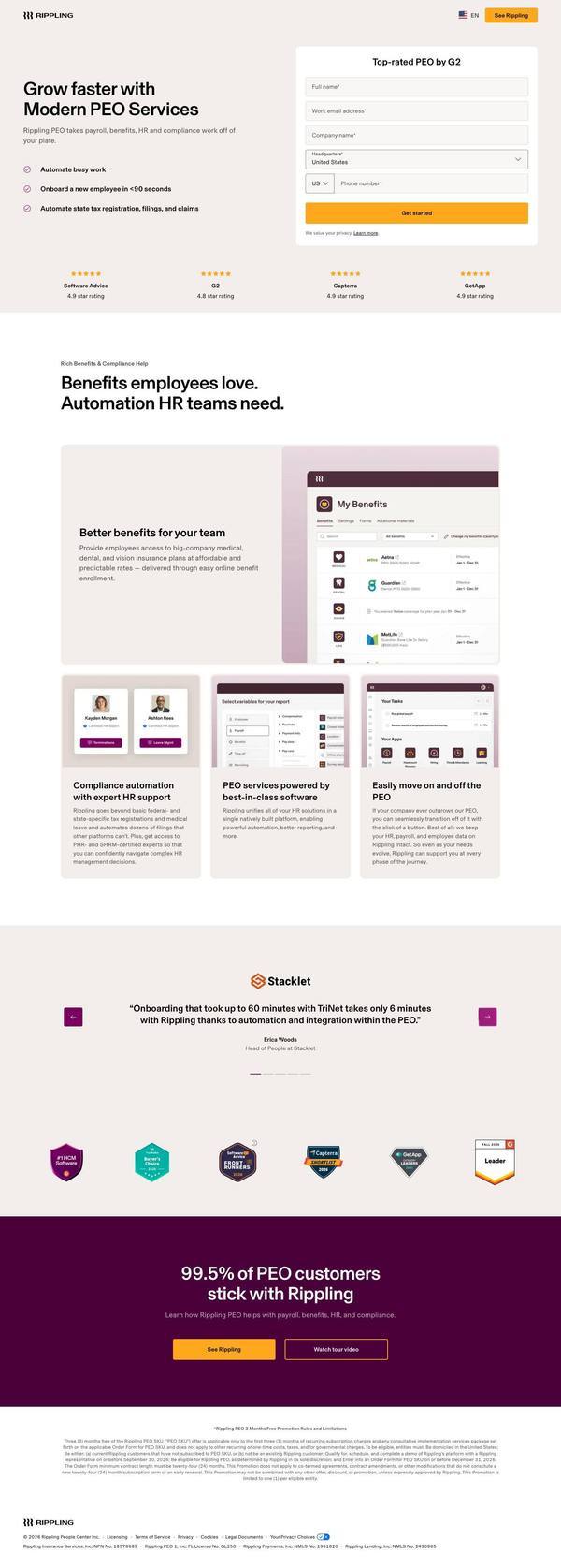 Rippling landing page