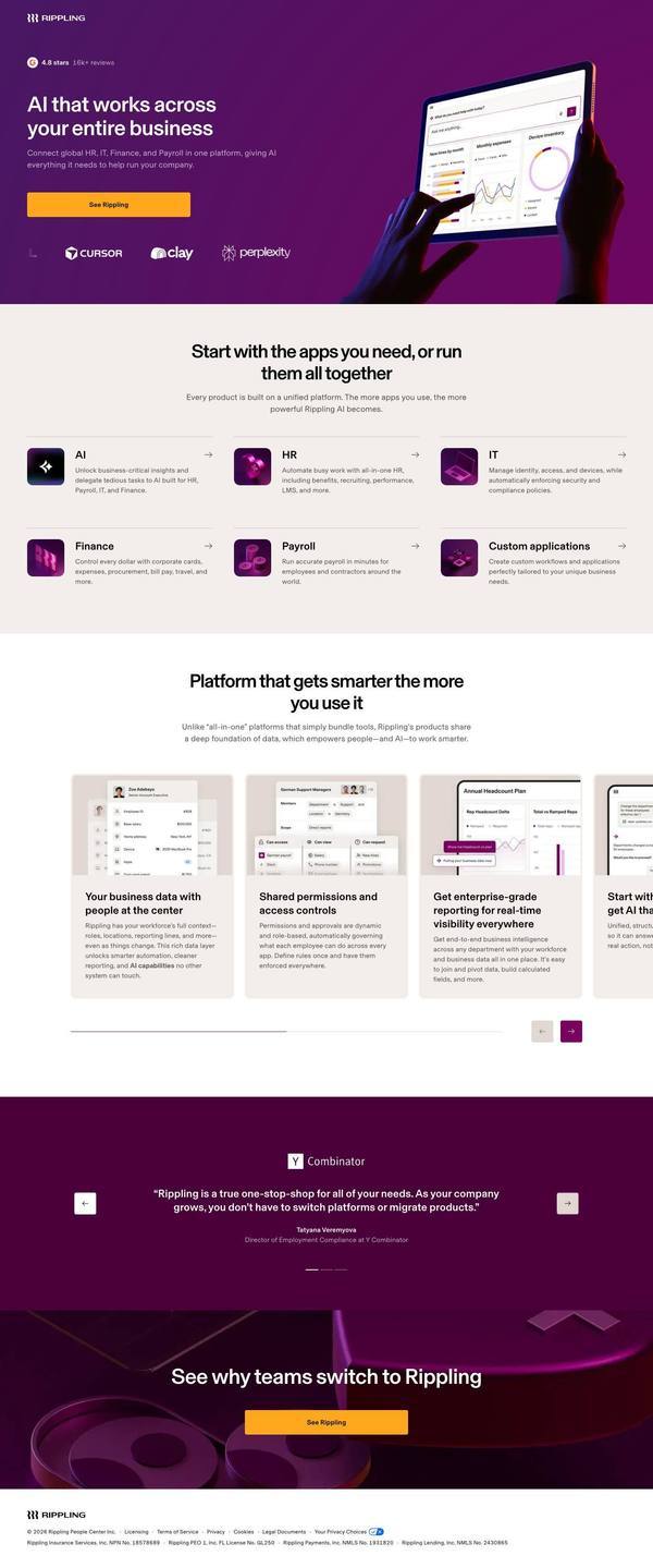 Rippling landing page