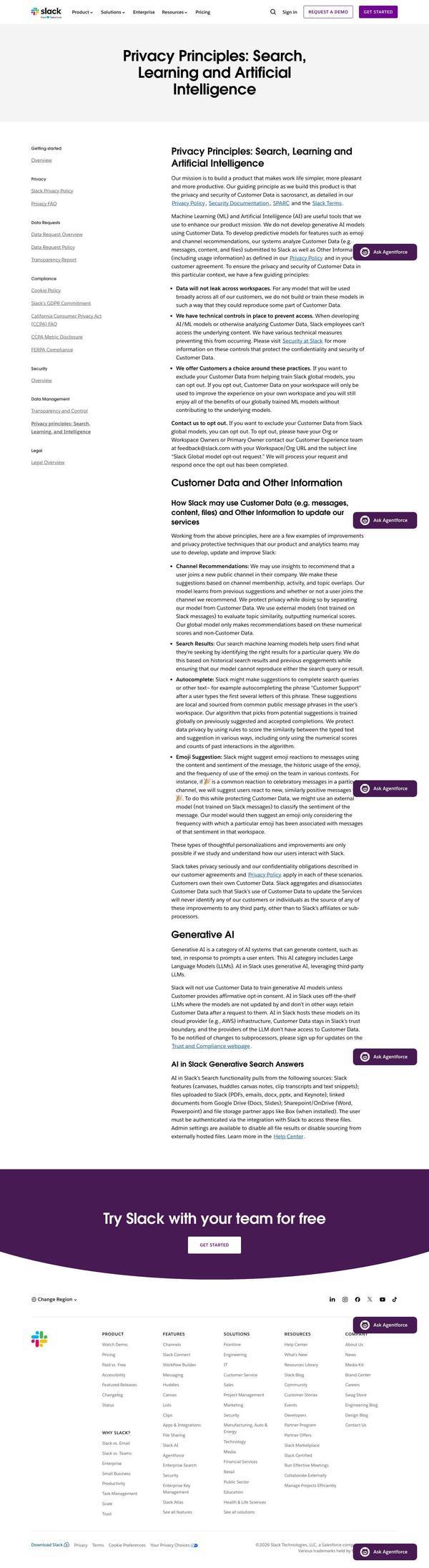 Slack Landing page