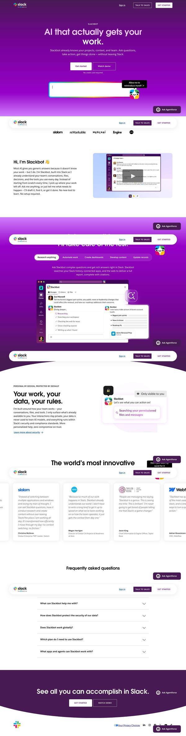 Slack Landing page
