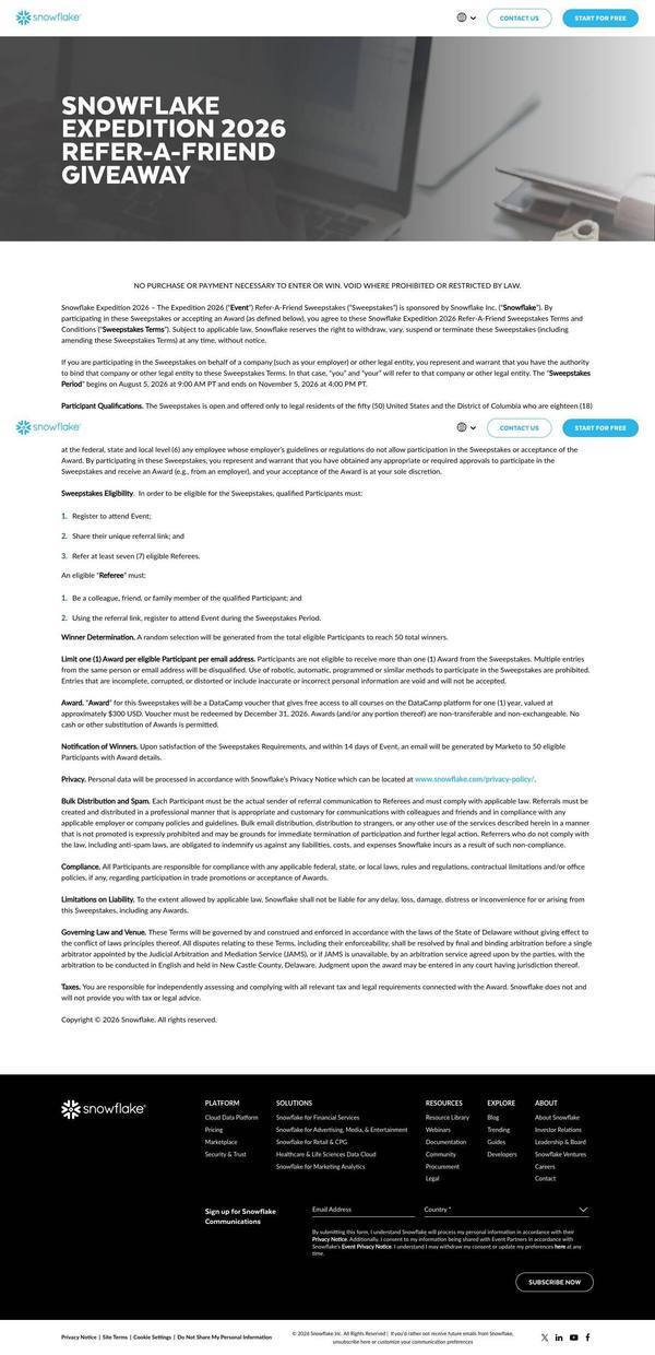 Snowflake Landing page