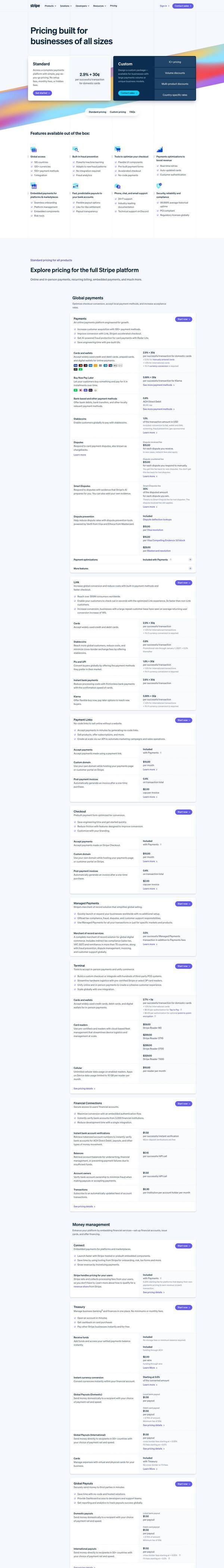 Stripe landing page