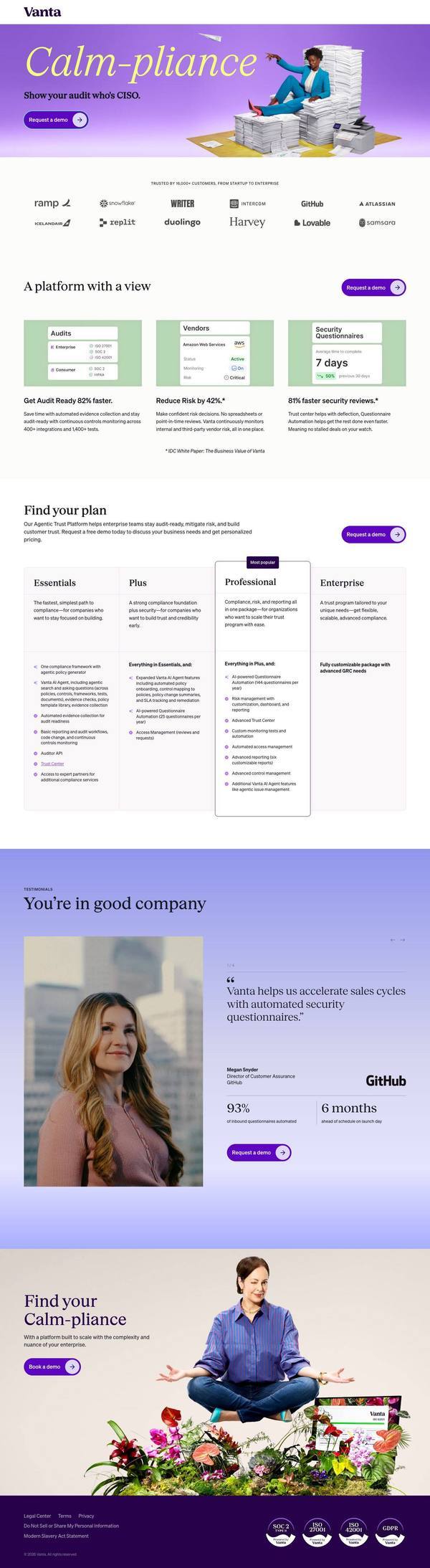 Vanta landing page