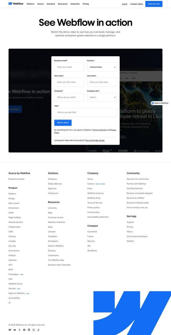 Webflow Landing page