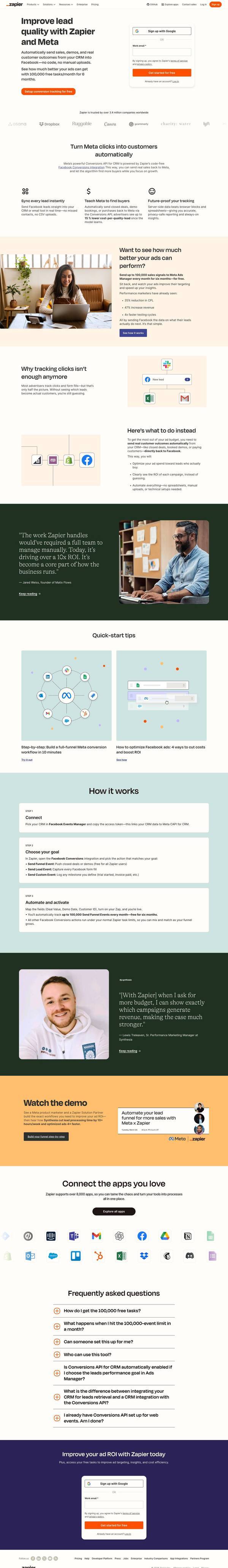 Zapier landing page