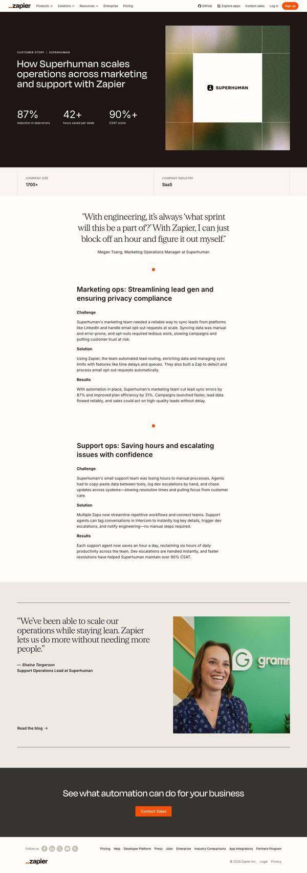 Zapier landing page