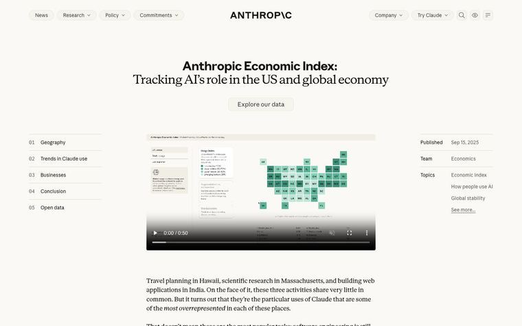 Anthropic: Economic Index: AI's role in the US and global economy \ Anthropic